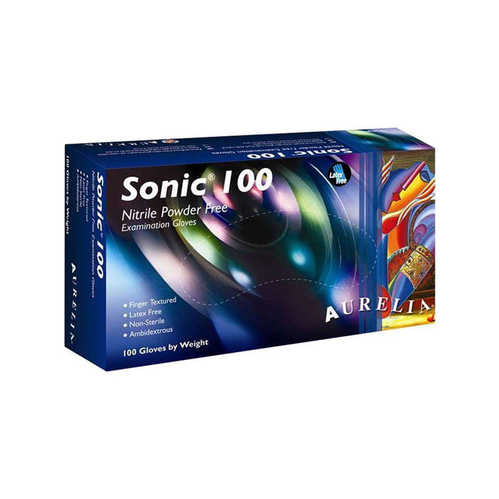 Dental Sonic 100 Nitrile Powder Free Gloves 100/bx 2.2mil- Aurelia 705-9377B5 - DENTAMED USA