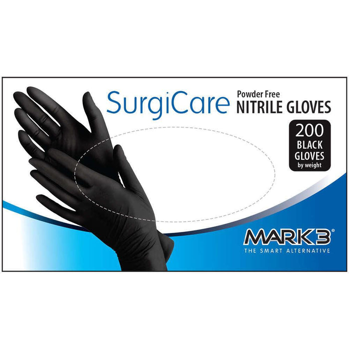 MARK3 -100-1953 SurgiCare Nitrile Exam Gloves 200/bx Black - DENTAMED USA