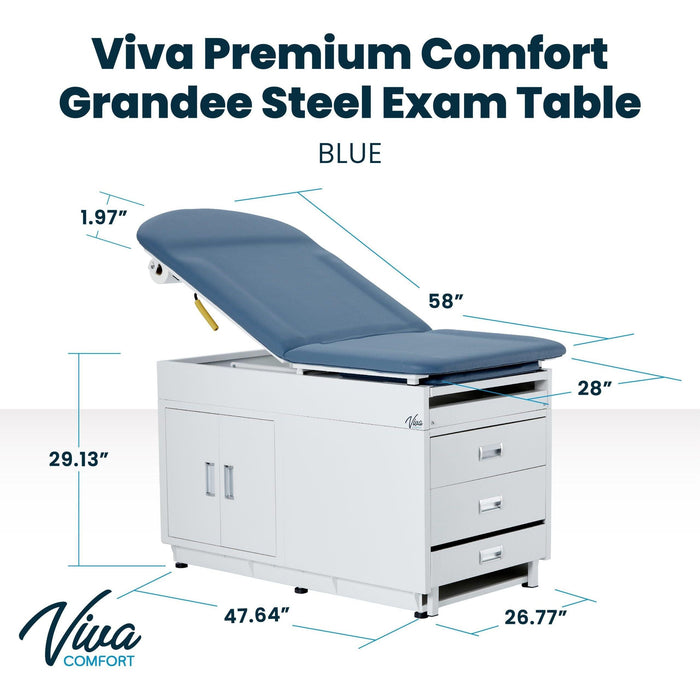 Viva Comfort Premium Comfort Grande Steel Exam Table ADI996-09-S2-BLK - DENTAMED USA