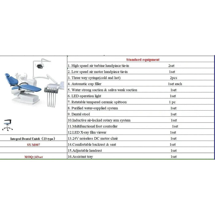 Dental Comprehensive Treatment Chair Luxury Dental Machine Oral Treatment Table Chair with Complete Set SIN-DDU05