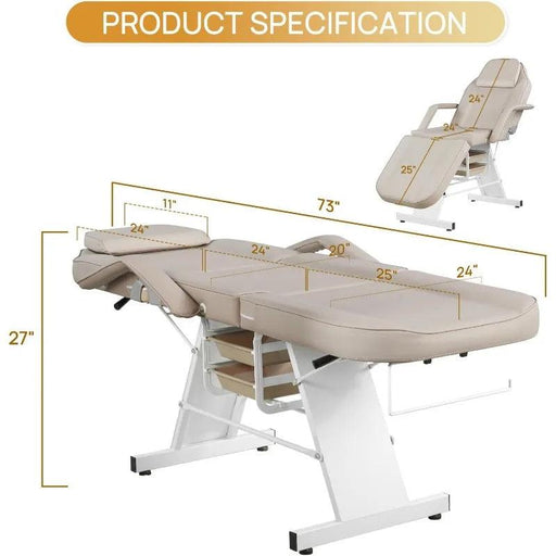 Facial Chair Massage Table 73inch Adjustable Tattoo Chair for Artist with Stool - DENTAMED USA