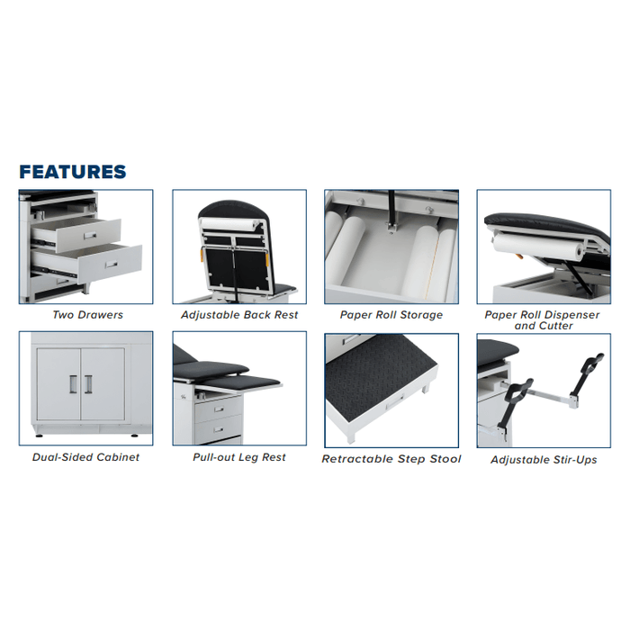 Viva Comfort 996-09-S-BLK Grande Steel Exam Table - DENTAMED USA