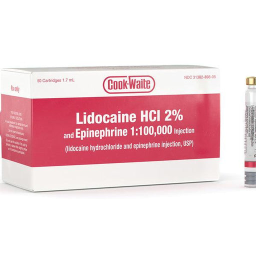 Lidocaine 2% 1:100,00 with Epinephrine 50/bx. - Cook-Waite - DENTAMED USA
