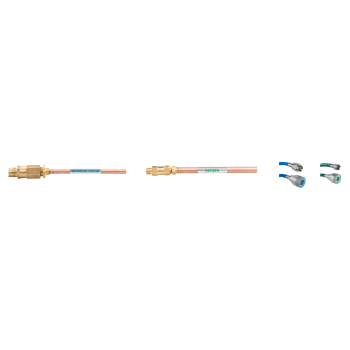 Belmed Risers with Check Valves and DISS X Quick Connect Coupler Hoses - DENTAMED USA